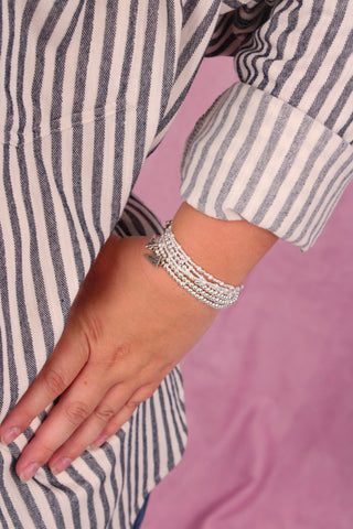 Erimish Penny Bracelet Stack - Silver