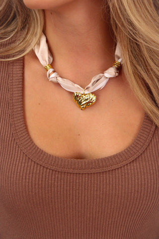 The Darling Effect Make a Statement Scarf Necklace - Desert Dune