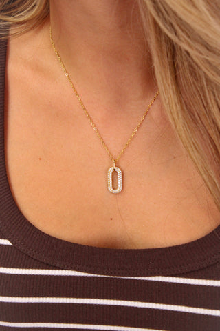 Gold Oval Pendant Necklace