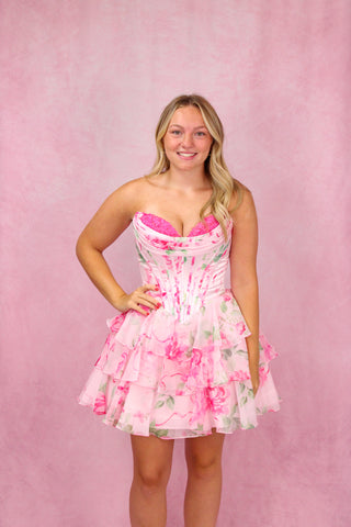 Sherri Hill 58021 - Pink Print Size 6
