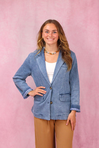 Mineral Washed Denim Blazer