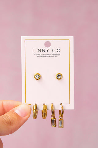 LINNY CO Huggie & Screwback Stud Set - Boston