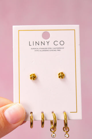 LINNY CO Huggie & Screwback Stud Set - Portland