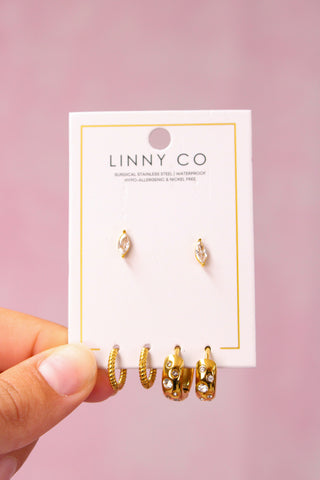LINNY CO Huggie & Screwback Stud Set - Nashville