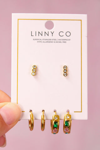 LINNY CO Huggie & Screwback Stud Set - Miami