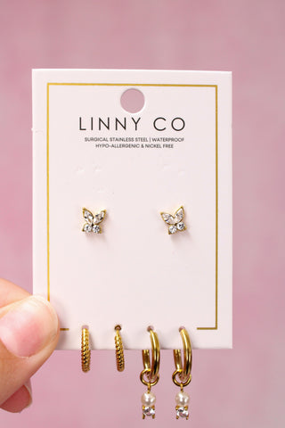 LINNY CO Huggie & Screwback Stud Set - Austin