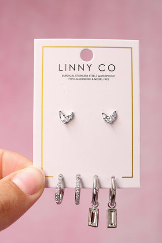 LINNY CO Huggie & Screwback Stud Set - Chicago