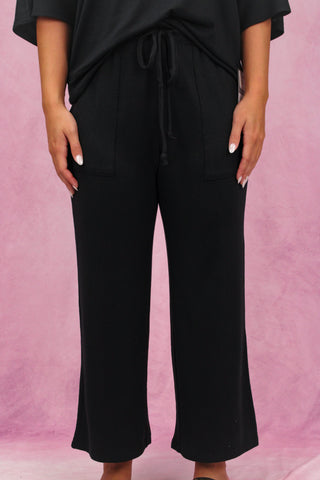Softies Dream Relaxed V-Neck with Capri Lounge Set - Black