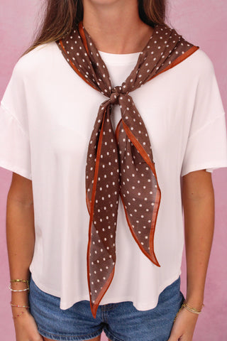 Brown/Ivory Polka Dot Diamond Shape Scarf