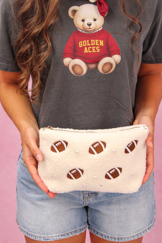 The Darling Effect Football & Pearls Teddy Pouch