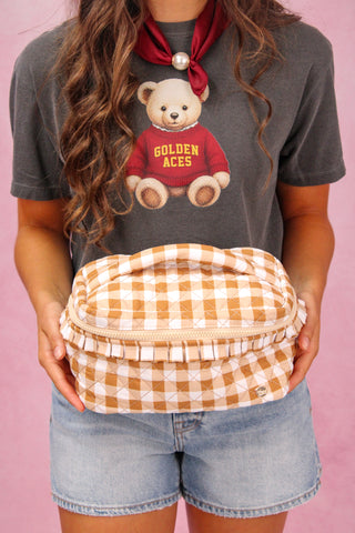 The Darling Effect Glam & Go Quilted Cosmetic Pouch - Maple Gingham