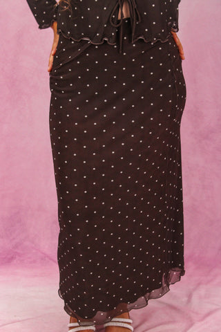 Z Supply Eda Polka Fot Mesh Midi Skirt - Dark Chocolate
