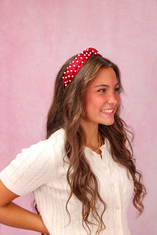 Maroon Pearl Studded Headband