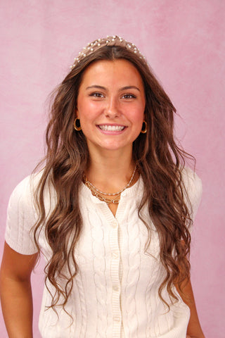 Taupe Pearl Studded Headband