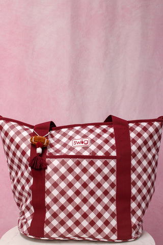 Swig Life Gameday Gingham Maroon Zippi 36 Cooler