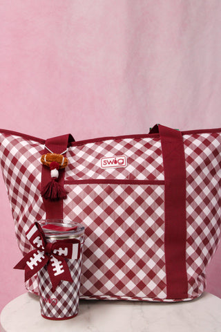 Swig Life Gameday Gingham Maroon Zippi 36 Cooler