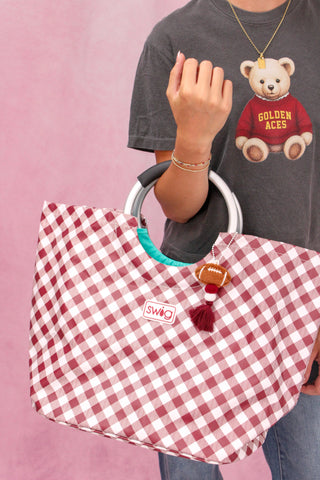 Swig Life Gameday Gingham Maroon Loopi Tote Bag