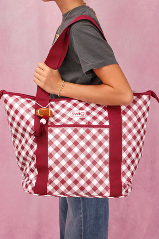 Swig Life Gameday Gingham Maroon Zippi 36 Cooler
