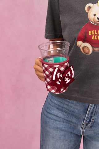 Swig Life Gameday Gingham Maroon Small Iced Cup Coolie