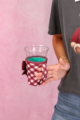 Swig Life Gameday Gingham Maroon Small Iced Cup Coolie