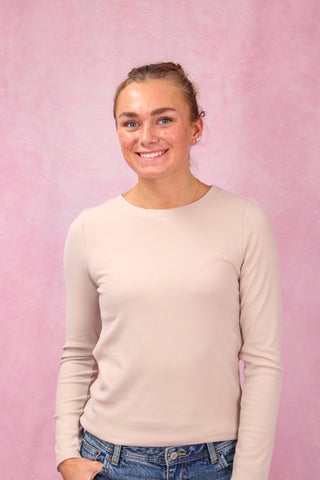 Oatmeal Ultra Soft Long Sleeve Crew Neck Top