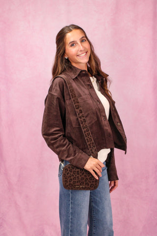Z Supply All Day Cropped Suede Jacket - Dark Chocolate