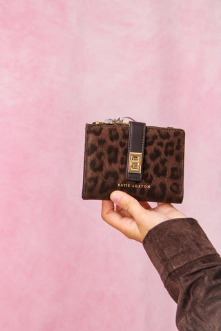 Katie Loxton Orin Twist Lock Wallet - Chocolate Leopard