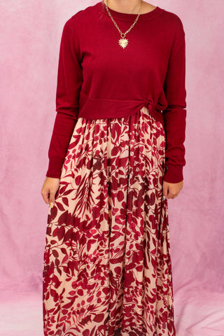 Burgundy 2-Piece Maxi Dress