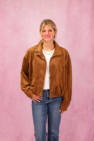 Z Supply Corin Bubble Hem Jacket - Saddle Suede