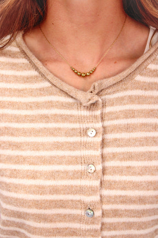 Mocha Striped Button Up Sweater