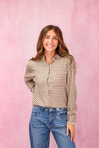 Z Supply River Plaid Button Up - Dark Chocolate