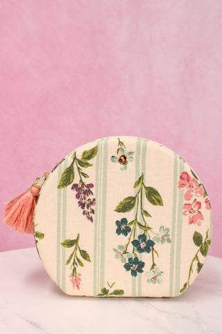 Spartina 449 Large Round Jewelry Travel Case Blooming Stripe