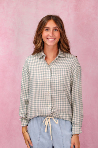 Z Supply River Plaid Button Up - Emerald Cove