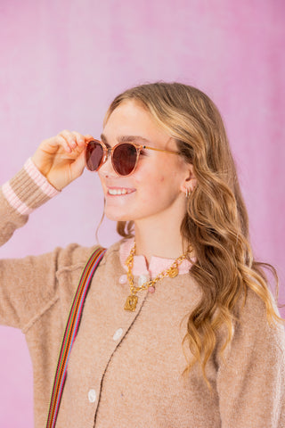 Katie Loxton Santorini Sunglasses - Rose Gold Transparent and Gold