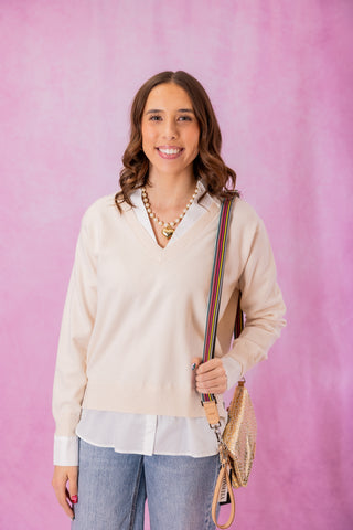Ivory/White Collared Sweater