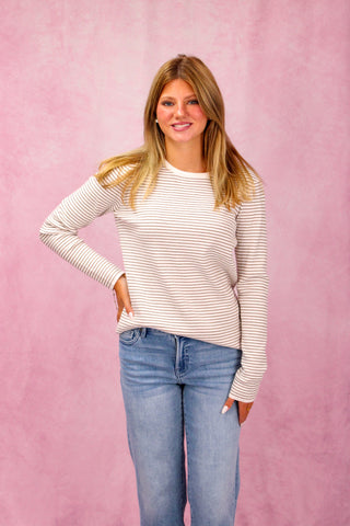 Ivory/Mocha Striped Sweater