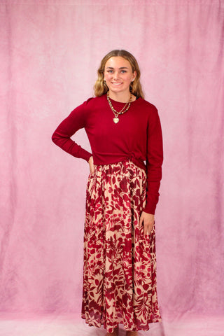 Burgundy 2-Piece Maxi Dress