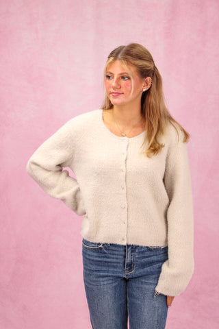Z Supply Winterglow Fluffy Cardigan - Frosted Pearl