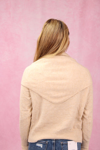 Oat Long Sleeve Neck Scarf Sweater