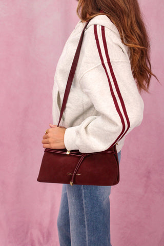 Grey Zip Hoodie w/ Maroon Side Stripes
