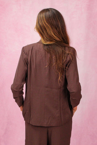 Espresso Shirred Sleeve Blazer