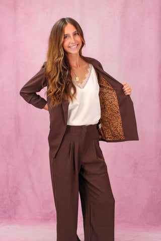 Espresso Shirred Sleeve Blazer