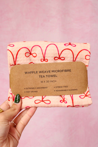 Red Bow Printed Microfiber Tea Towel