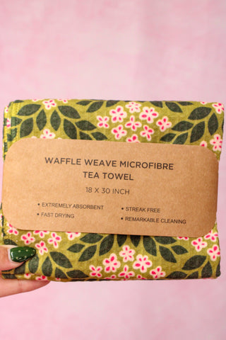Pink/Green Printed Microfiber Teal Towel