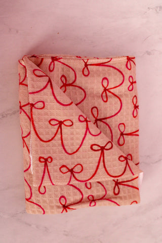 Red Bow Printed Microfiber Tea Towel