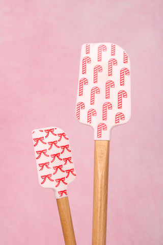 Candy Cane/Bow Silicone & Wood Spatula Set