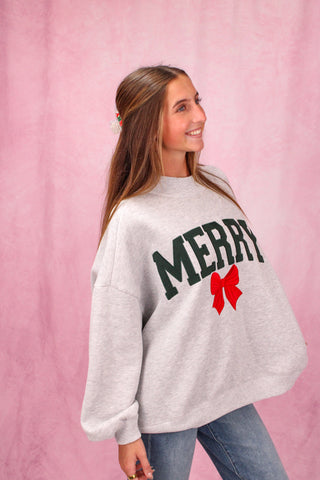 The Darling Effect Merry Bow Mockneck Sweatshirt