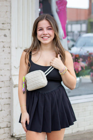 Black Pleated Skirt Activewear Dress