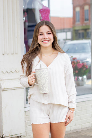 Z Supply Mara Long Sleeve Cardigan Top - Light Oatmeal Heather