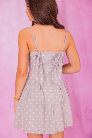 Slate Polka Dot Bow Detail Dress